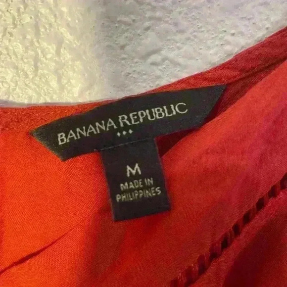 Banana Republic Rust Orange Embroidered Spaghetti Strap Tank Top - Size M - Picture 3 of 6